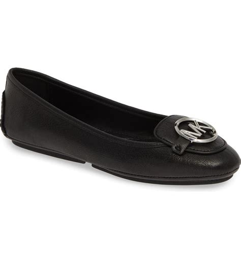 michael kors flats black and silver|Michael Kors lillie ballet flats.